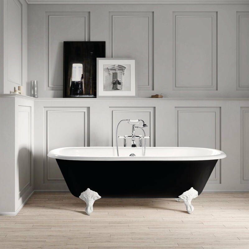 

Bañera de Hierro PLYMOUTH negra PATAS BLANCAS 170 cm
