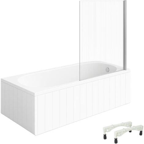 Bañera derecha con patas 170x70 cm, color blanco VILLEROY & BOCH O.Novo + Mampara de baño derecha Raywall cromada AURYS