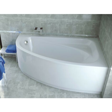 AZURA HOME DESIGN Bañera esquinera CORNEA 140x80 cm ángulo derecho, con faldón