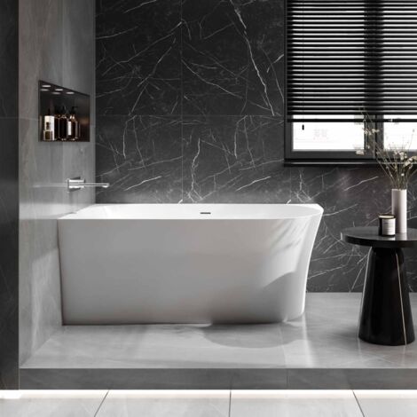 Bañera exenta acrílica NOVA SLIM LINE - instalación a la izquierda - dimensiones y accesorios seleccionables:Incl. Montaje de soporte 1521, Sin sifón, 150 x 78 cm (en)