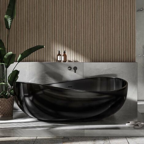 Bañera exenta WAVE acrílica - 180 x 110 x 62 cm - 4 colores seleccionables - accesorio de suelo seleccionable