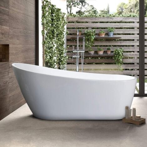 ARATI BATH & SHOWER Bañera Exenta Independiente Con Respaldo Alto Diseño Liberty Malta