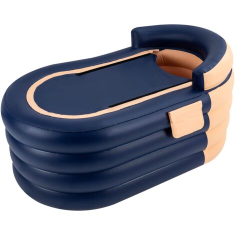 Bañera hinchable para adultos - Bañera portátil y plegable con bomba de aire y boquillas de inflado - Fabricada en PVC - Para baños de adultos y baños de vapor - Naranja
