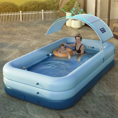 Bañera inflable de verano para niños, juegos para adultos, piscina de agua, gran familia, PVC, piscina flotante cuadrada,Azul