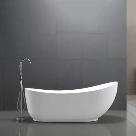 Bañera islote acrílica blanca MAILAND - 180x89 cm - con o sin grifería