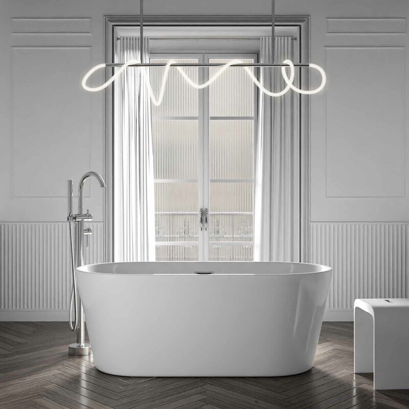 

Bañera islote acrílica blanca MIO - dimensiones disponibles y grifería opcional:sin montaje en stand, Sin sifón, 160 x 75 cm