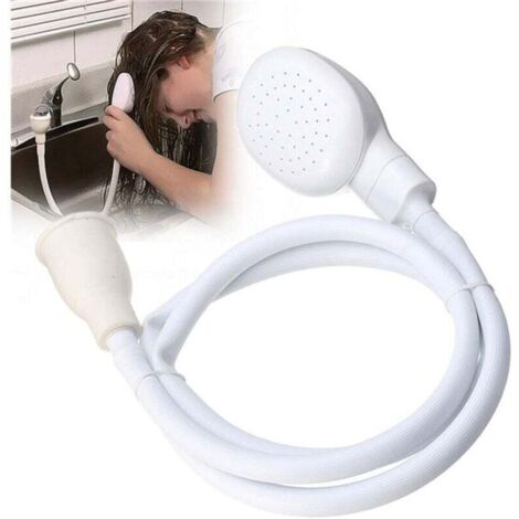 Bañera, lavabo, ducha de mano, mezclador de presión para mascotas, cabezal de ducha, 1,3 m, junta de goma (blanca)