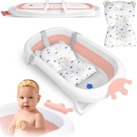 Bañera para bebé con almohada RK-280, blanco y rosa