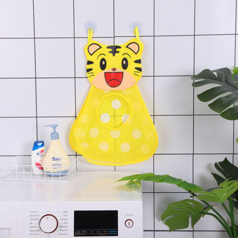 Bañera para bebé (Tigre), bolsa para guardar juguetes, de secado rápido, con malla colgante en rejilla para juguetes.