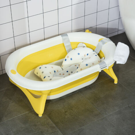 Bañera Plegable para Bebé Recién Nacido hasta 3 Años 81,5x50,5x23,5 cm con Tapón Termosensible Cojín