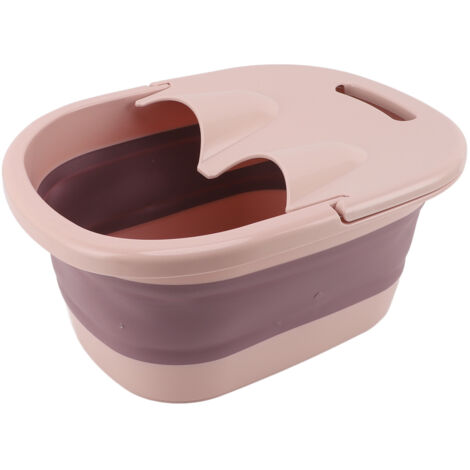 Bañera plegable para pies con función de masaje: bañera portátil de silicona PP (30 x 39 x 17 cm, roja) para relajación y cuidado de los pies en casa.