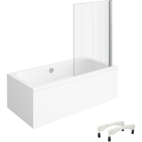 Bañera recta VILLEROY & BOCH Architectura con patas acrílica 180 x 80 cm + Mampara de bañera derecha AURYS Raywall cromada