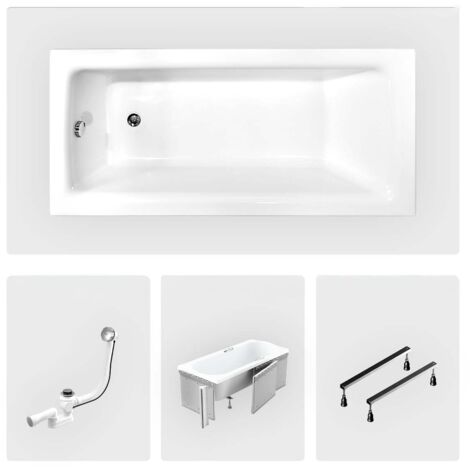 Bañera rectangular - 110 x 70 cm - con mueble - patas - desagüe cromado - TALIA