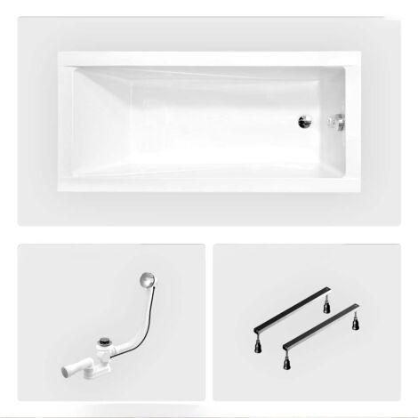 Bañera rectangular - 120 x 70 cm - sin mueble - con patas - Desagüe cromado - MODERN
