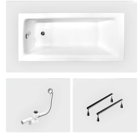 Bañera rectangular - 120 x 70 cm - sin mueble - con patas - Desagüe cromado - TALIA