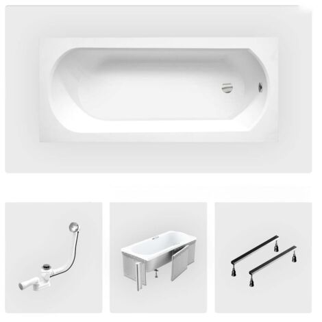Bañera rectangular - 150 x 75 cm - con mueble - patas - desagüe cromado - INTRICA