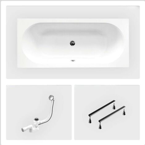 Bañera rectangular - 150 x 75 cm - sin mueble - con patas - Desagüe cromado - VITAE SLIM