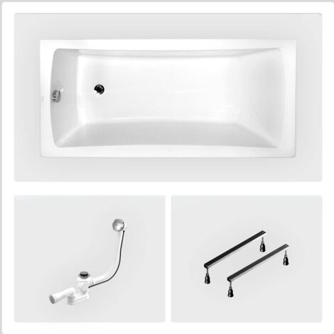 Bañera rectangular - 170 x 70 cm - sin mueble - con patas - Desagüe cromado - OPTIMA