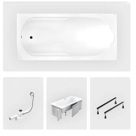 Bañera rectangular - 180 x 80 cm - con mueble - patas - desagüe cromado - BONA
