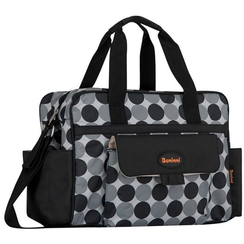 

Bolsa para pañales Amalfi círculos negros BNDB005-BKCL - Negro - Baninni