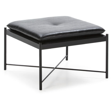 Bank 132x33x48 Schwarz Leder/Black Metall Möbel/Stühle/Poffpour Alle Stile, um dem Zuhause eine Note zu verleihen