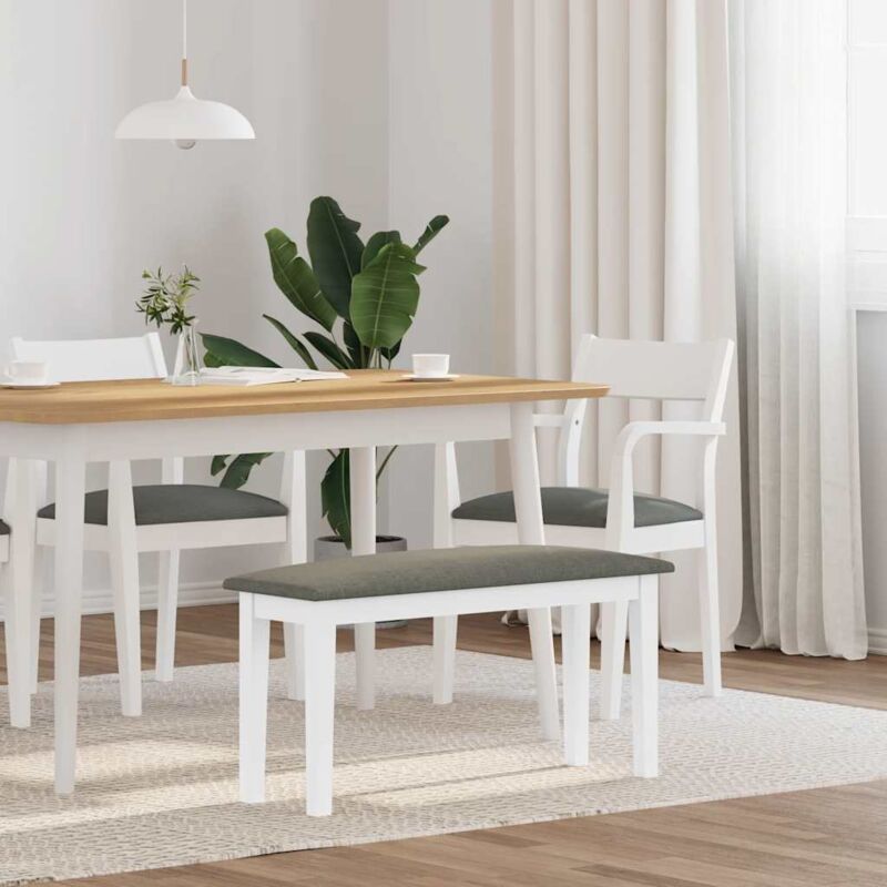 Bank 90 Cm Weiß Massivholz Gummibaum - Vidaxl