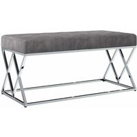 Bank 97 cm Grau Samt und Edelstahl