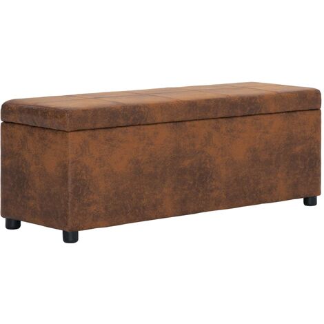 Bank mit Staufach 116 cm Braun Wildleder-Optik
