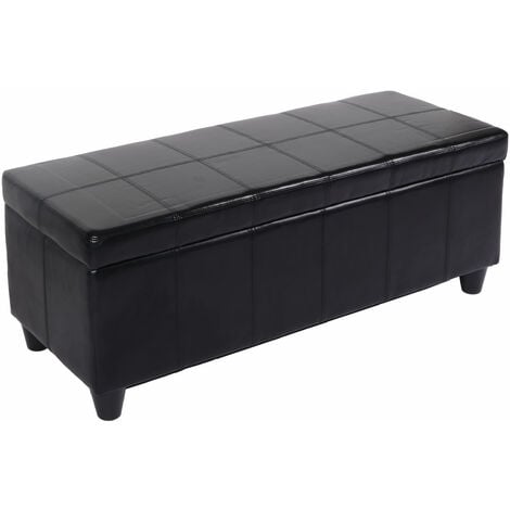 Bank Sitzbank MIT Aufbewahrung Arezzo Leder + Kunstleder 112x45x45cm MVG-zertifiziert schwarz