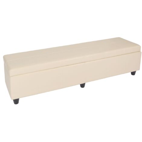 Bank Sitzbank mit Aufbewahrung Arezzo XXL, Kunstleder, 180x45x45cm MVG-zertifiziert creme