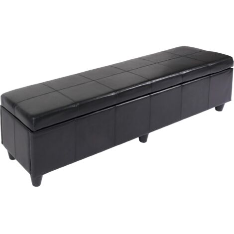 Bank Sitzbank mit Aufbewahrung Arezzo XXL, Kunstleder, 180x45x45cm MVG-zertifiziert schwarz