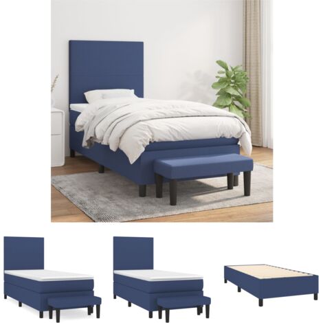 Bank - vidaXL Boxspringbett mit Matratze Blau 90x190 cm Stoff - Nachtruhe
