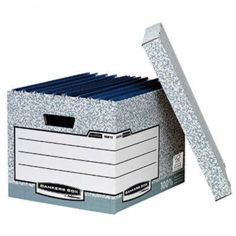 BANKERS BOX Archivbox Bankers Box® System 33,5 x 29,2 x 40,4 cm (B x H x T) DIN A4 mit ArchivdruckKarton 100 % recycelt grau/weiß