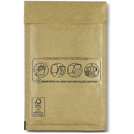 Bankers Box Buste Imbottite Resistenti con Imbottitura in Pluriball a Bolle d'Aria per Articoli Fragili, Ecologiche, Chiusura Antimanomissione, 12X21 Cm (Confezione da 10)