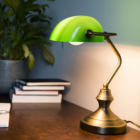 Bankers Lamp Bronze with Green Shade