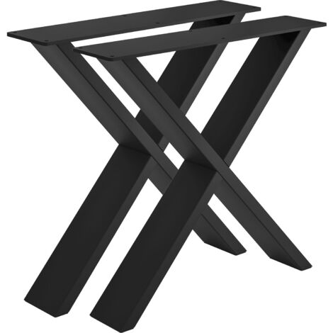 Bankkufe Etsi X-Form 450 mm Stahl schwarz pulverbeschichtet strukturiert - RAL 9005 - Tragkraft 100 kg/Kufe - 2er-Set