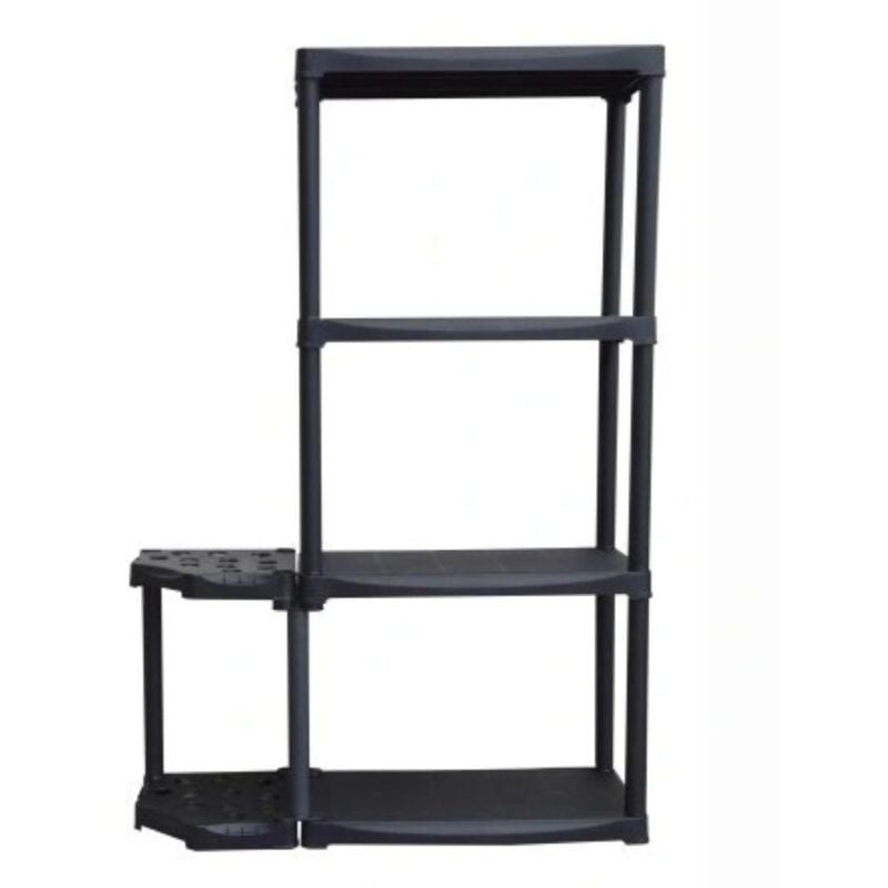 Tagère de Rangement 4 niveaux Porte-Balai Noire Polypropylène Résistant Art Plast