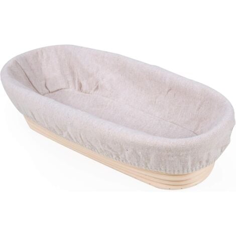 Banneton Ovale, brotform avec Doublure en Lain, Corbeille à Pain Ovale, Panier de Fermentation de Pain, Jusqu’à 0,7kg de pte, 30 x 14 x 7cm