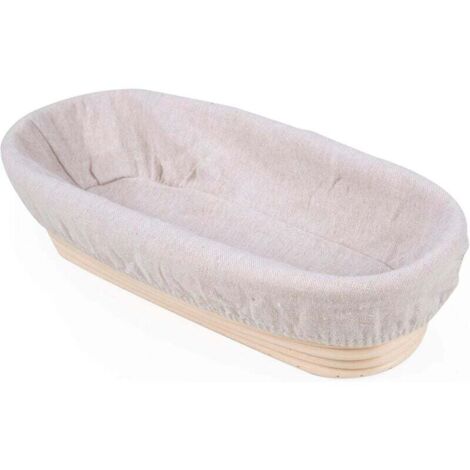 Banneton Ovale, brotform avec Doublure en Lain, Corbeille à Pain Ovale, Panier de Fermentation de Pain, Jusqu’à 0,7kg de pte, 30 x 14 x 7cm