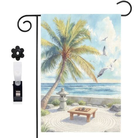 Bannière de cour fauteuils de plage et palmier 30 x 45 cm décoration maison de campagne