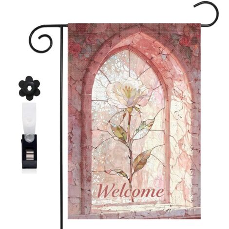Bannière de cour style vintage et fleurs délicates 30 x 45 cm décoration extérieure et intérieure