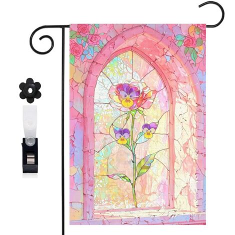 Bannière de cour style vintage et rose rouge 30 x 45 cm décoration extérieure et intérieure