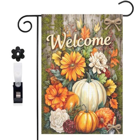 Bannière de cour Welcome et arrosoir vintage 30 x 45 cm décoration maison de campagne