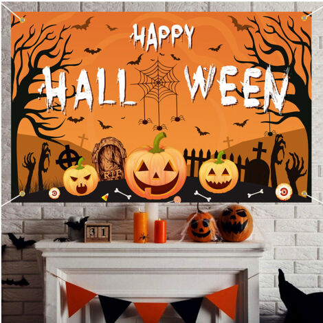 Bannières d Halloween, bannières de décoration de citrouille, bannières de décoration de citrouille créatives d Halloween pour les fêtes d Halloween intérieures et extérieures  110 CM