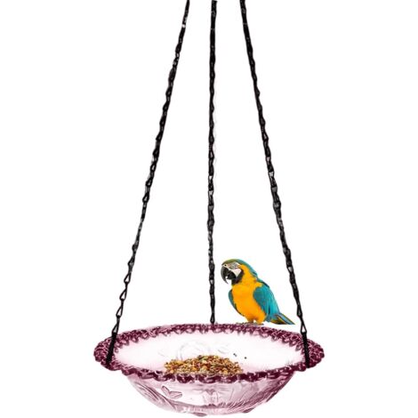 Baño colgante para pájaros, comedero para pájaros de exterior, comedero redondo colgante con cadena, comedero Wild Feeders, resistente bebedero decorativo de metal para colibríes, ideal para balcón y 
