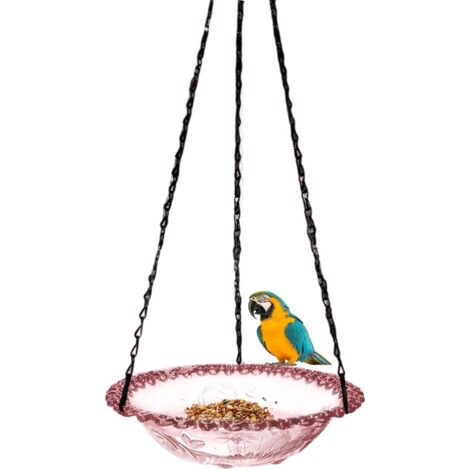 Baño colgante para pájaros, comedero para pájaros de exterior, comedero redondo colgante con cadena, comedero Wild Feeders, resistente bebedero decorativo de metal para colibríes, ideal para balcón y 