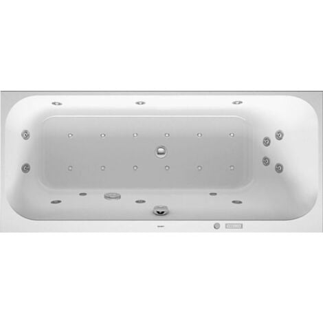 Baño de hidromasaje Duravit Happy D.2 1700x700mm, versión empotrada, con 1 respaldo inclinado hacia la derecha, marco, desagüe y rebosadero, Combi E - 760311000CE1000