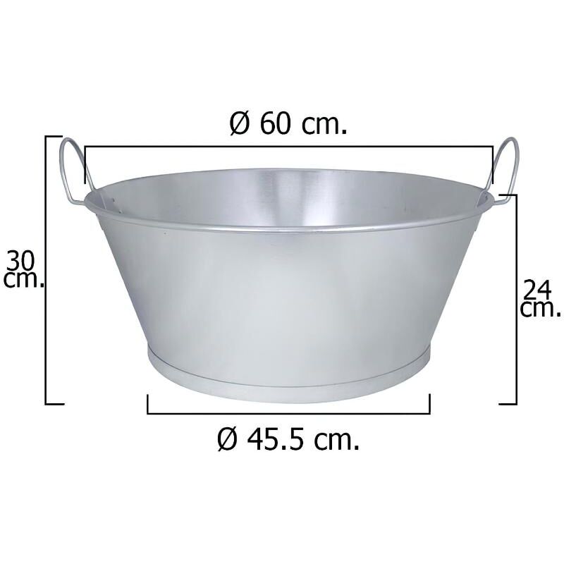 

Barreño galvanizado baño 24' 60x24 cm. 46 litros