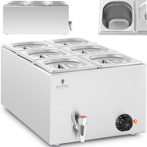 Baño maría - 600 W - 6 GN 1/6 - grifo de vaciado