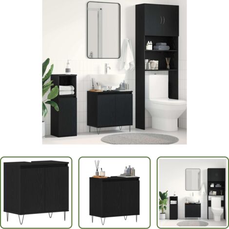 Baño moderno -  Gabinete de Lavabo para Baño Roble Negro 58 x 33 x 60 cm